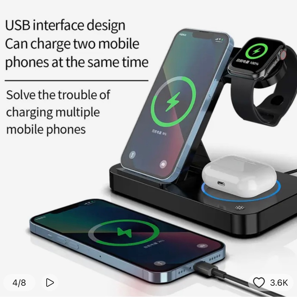 3 IN 1 WIRELESS CHARGER STAND: wireless charging station